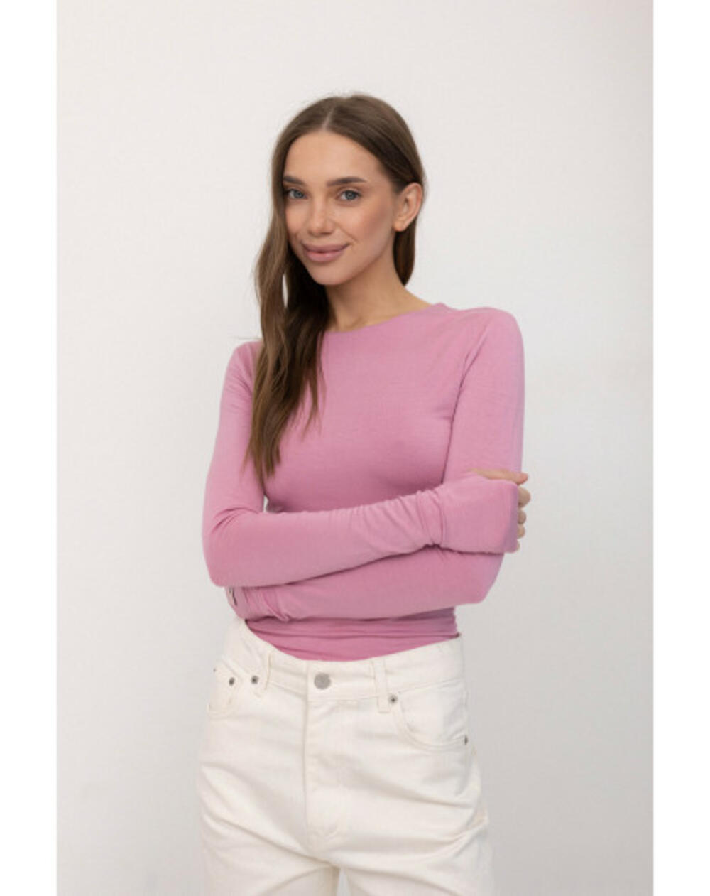 Лонгслів базовий подовжений Рожевий, M/L