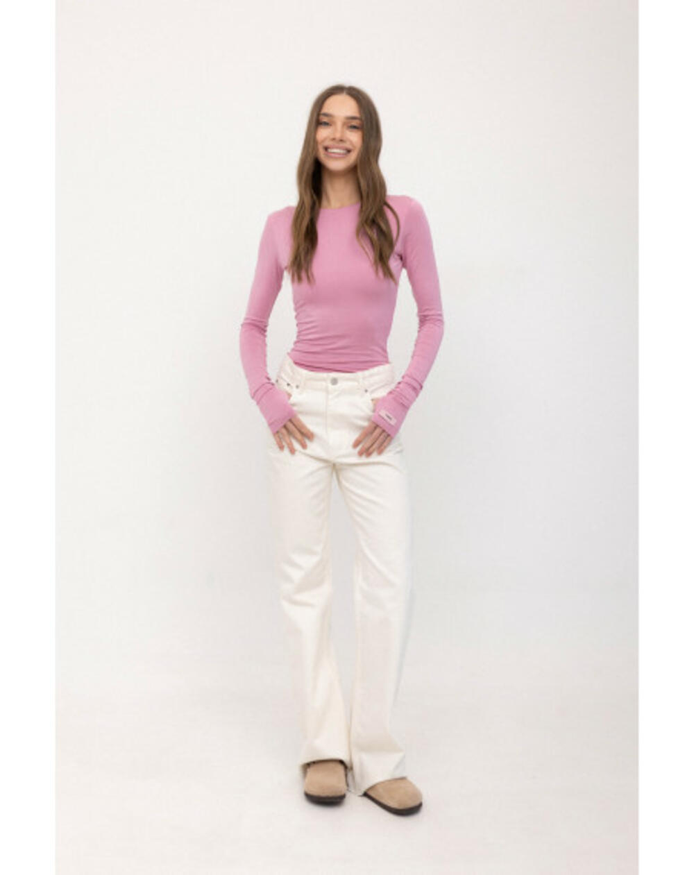 Лонгслів базовий подовжений Рожевий, M/L