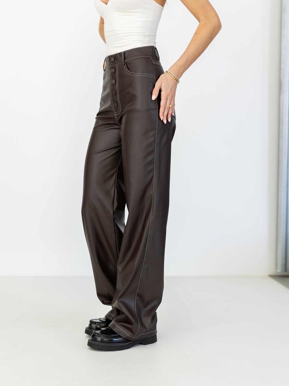 Штани NOVUS еко-шкіра Шоколадний, L