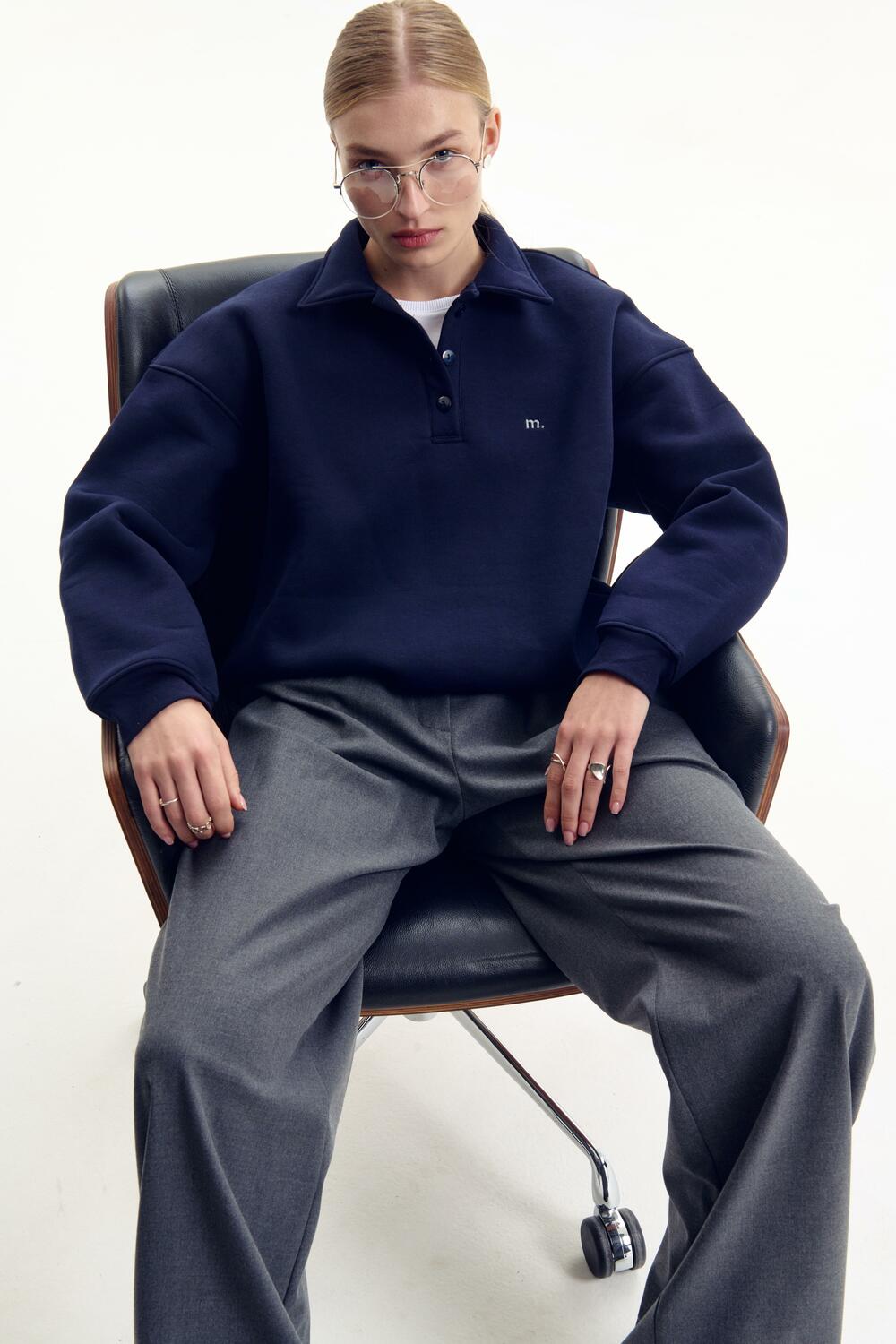 Брюки класичні з вовною CORE Темно сірий, S