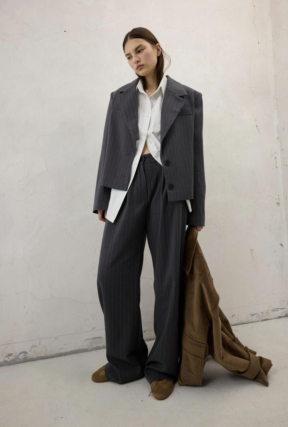 Брюки палаццо в смужку Baze Графіт, ХS