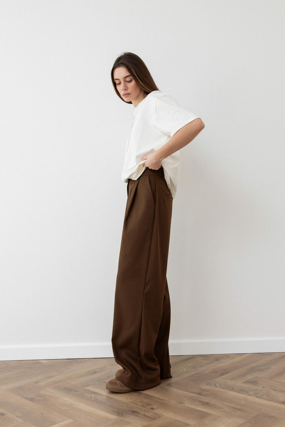 Брюки класичні з вовною CORE Шоколадний, ХS