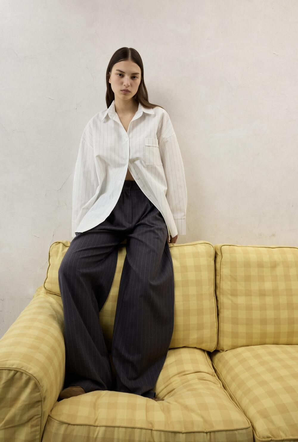 Брюки палаццо в смужку Baze Графіт, S