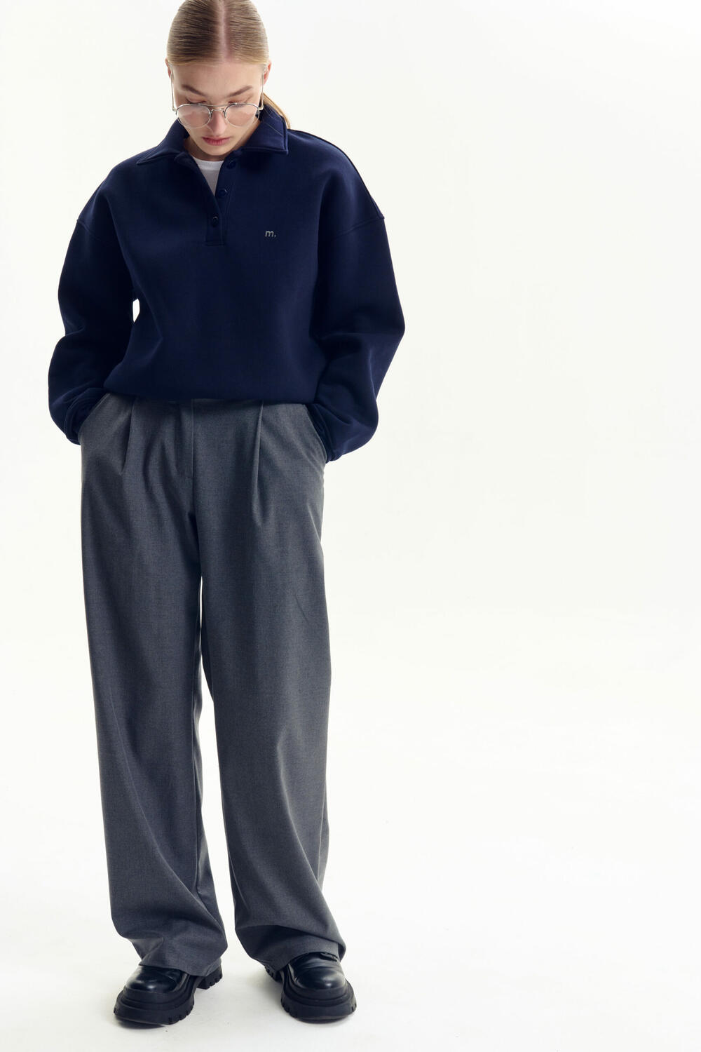 Брюки класичні з вовною CORE Темно сірий, S