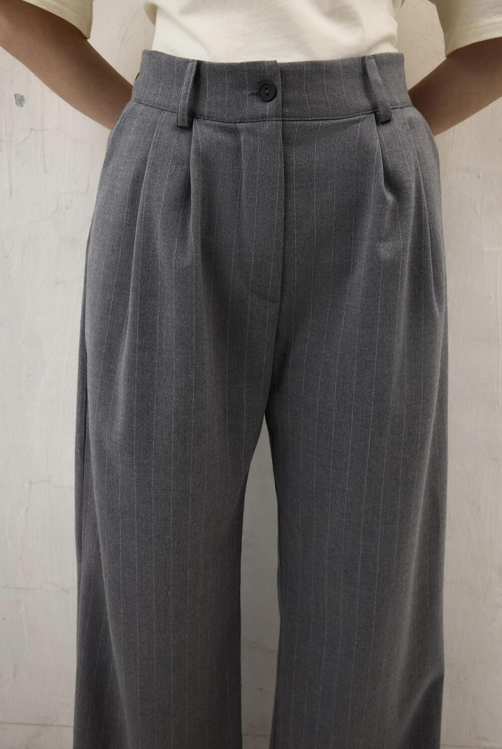 Брюки палаццо в смужку Baze Сірий, S