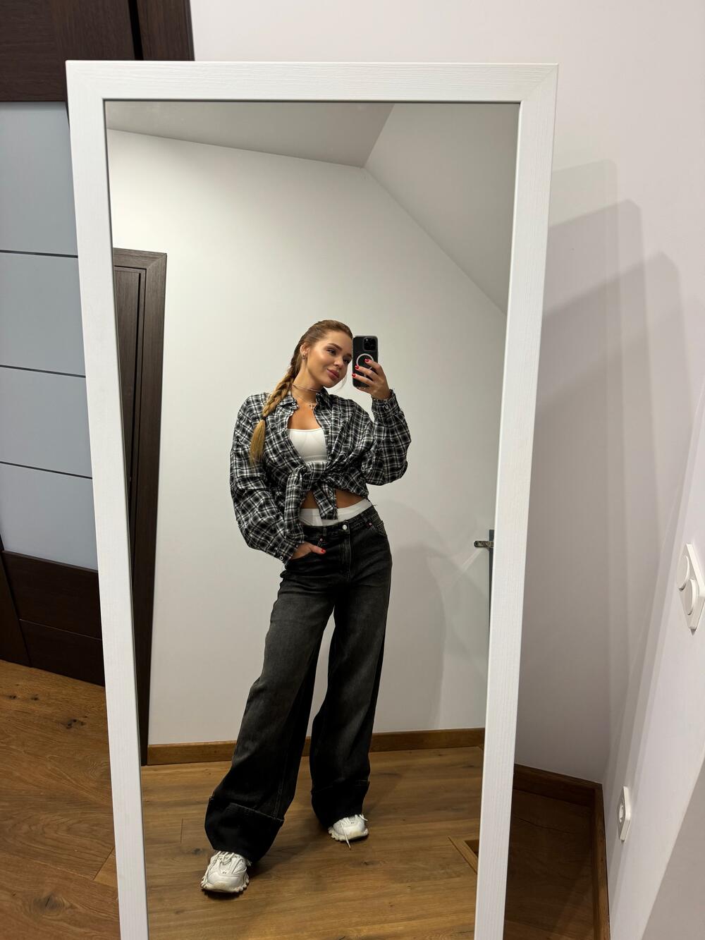 Сорочка в клітинку  MYSTAR  диструкцією Чорний, STD(Сандарт)