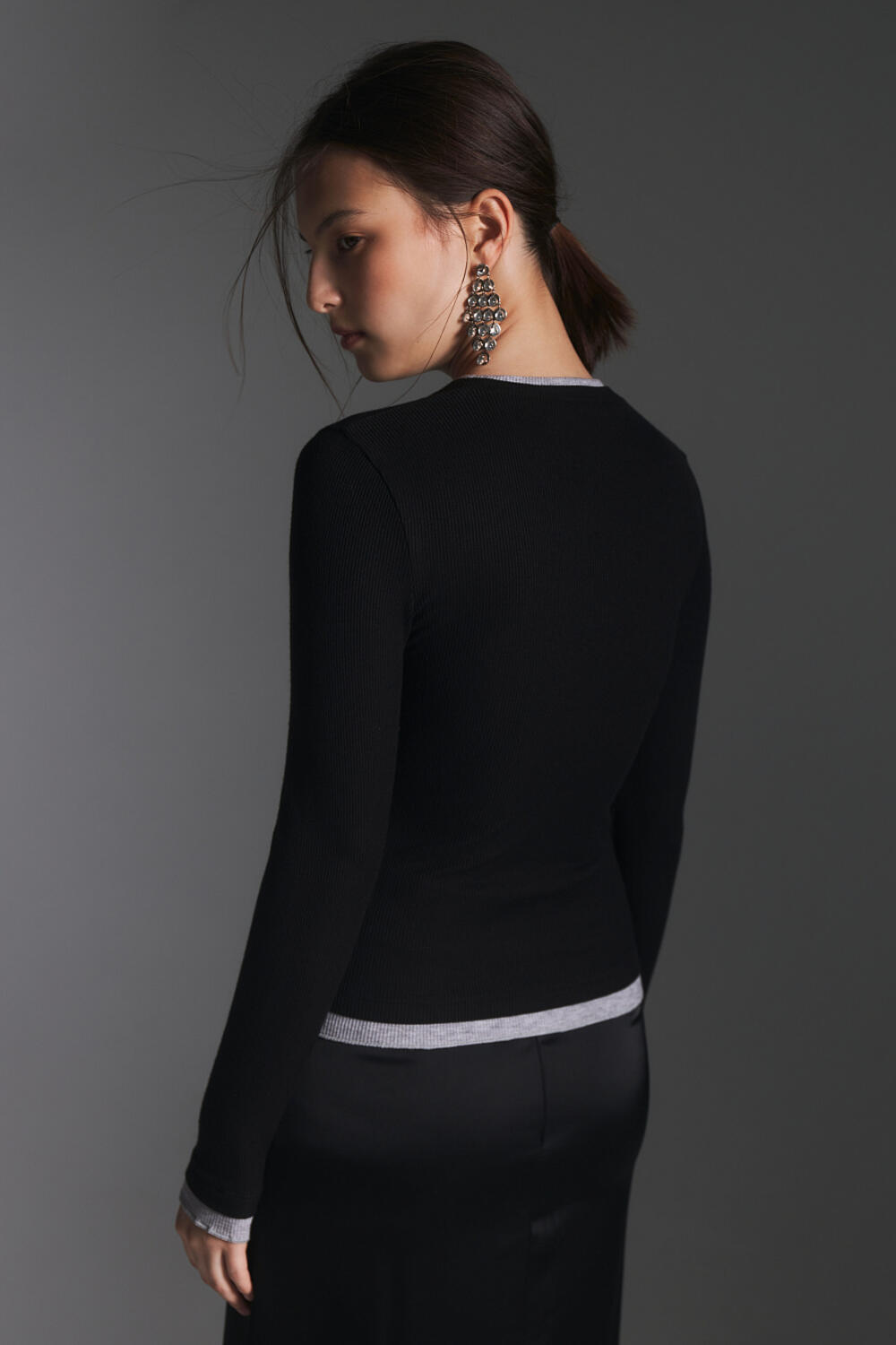 Лонгслів МЕРЛІНА Чорний, ХS