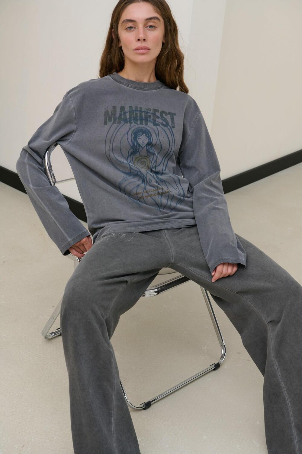 Лонг з вареної бавовни Manifest Графіт виварений, XS/S