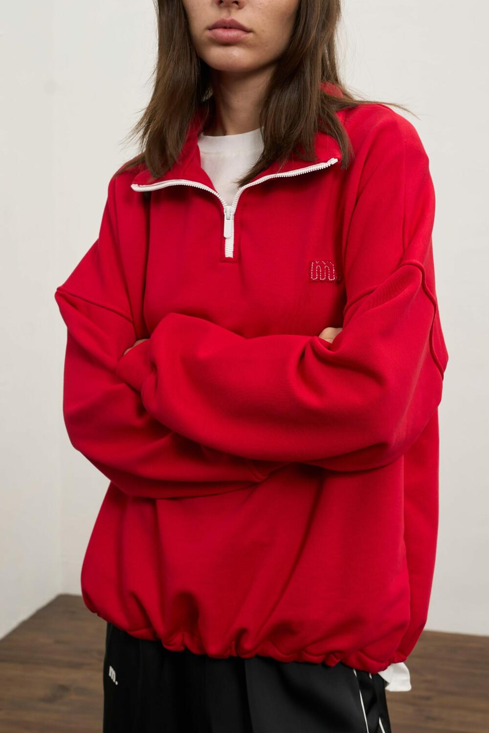 Світшот об'ємний з бавовни Beat Червоний, XS/S