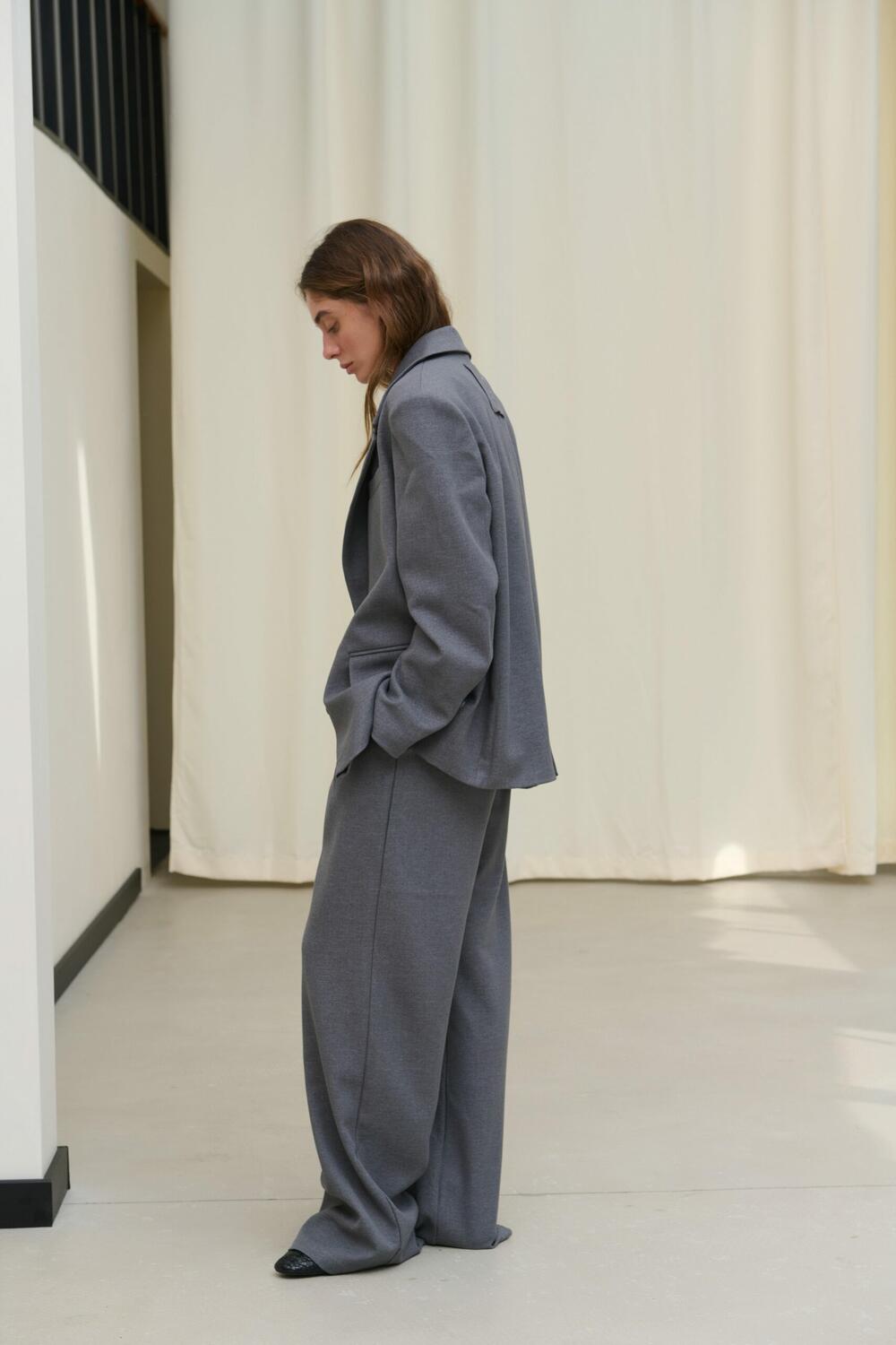 Штани палаццо класичні вовняні Raw Сірий, M