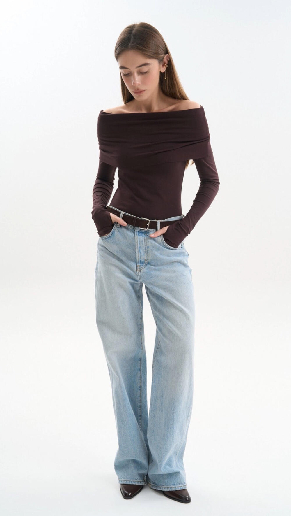 Боді  ELLA з відкритими плечима Шоколадний, M