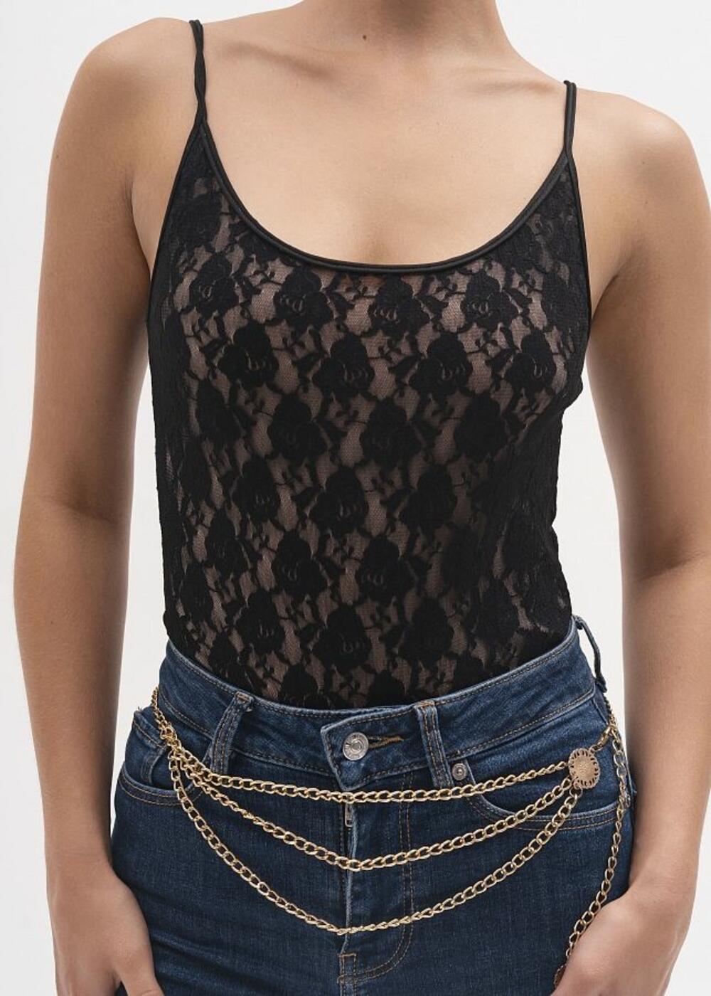 Майка МЕРЕЖИВО на брителях Чорний, S