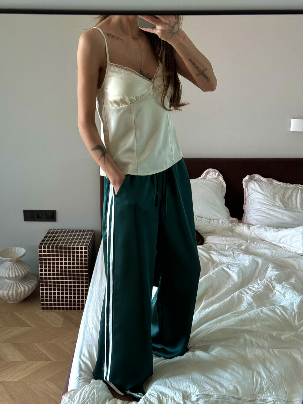 Штани з натурального сатину RUNWAY Зелений, S