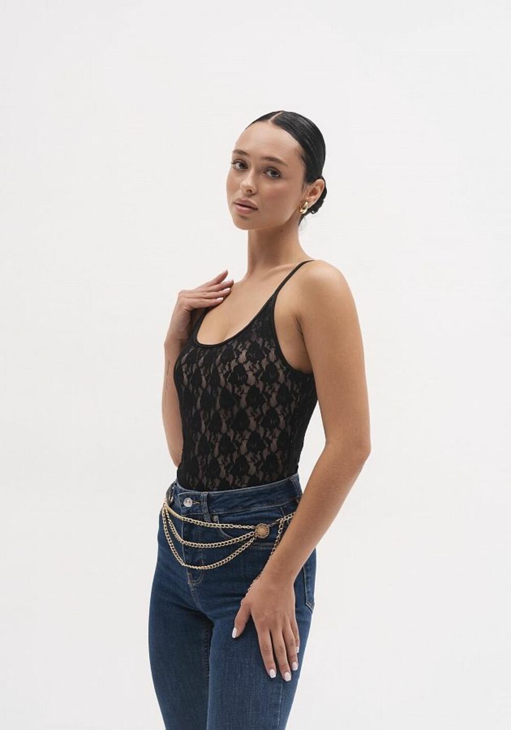 Майка МЕРЕЖИВО на брителях Чорний, ХS