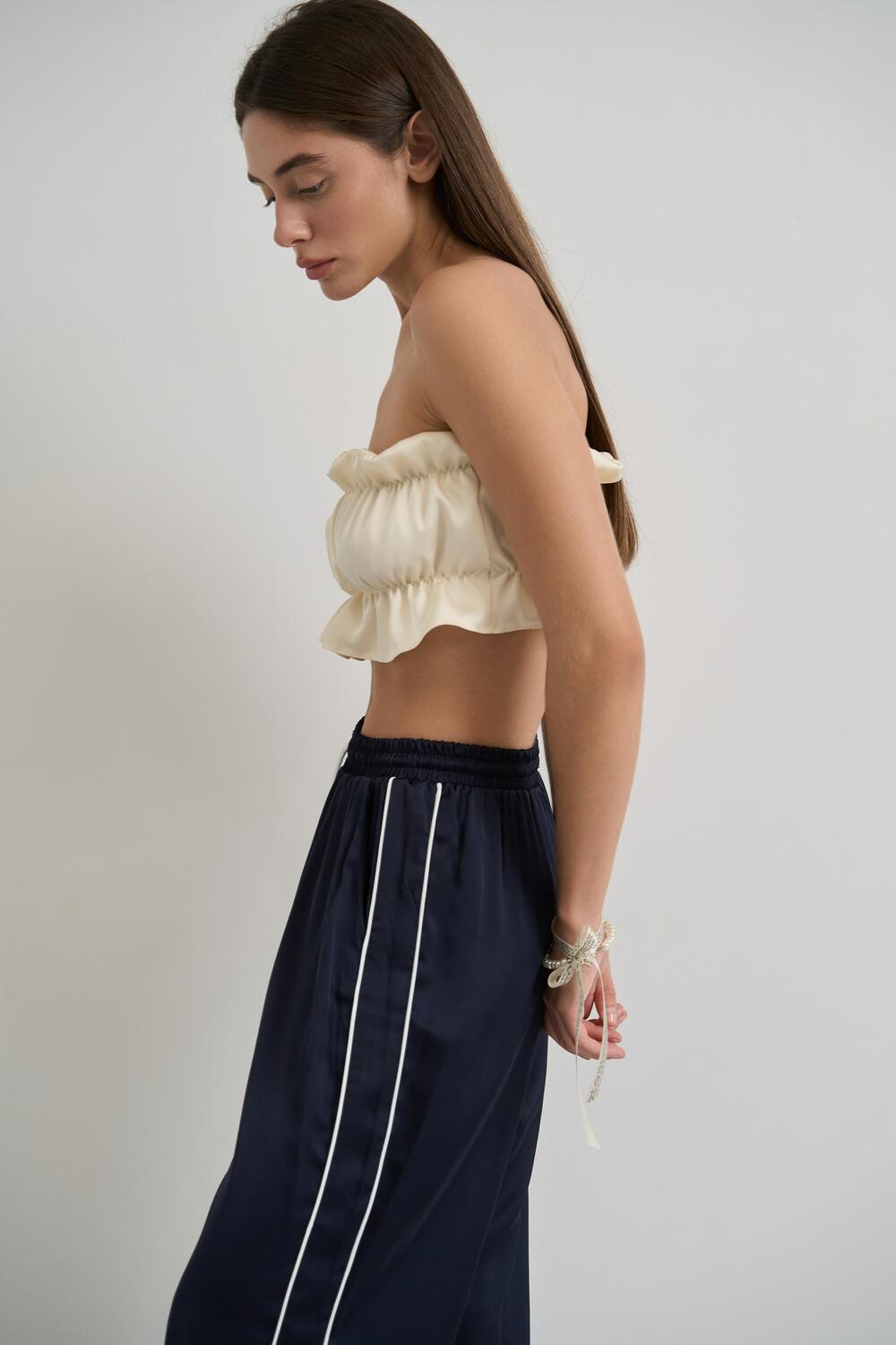 Брюки з натурального сатину FLASHBACK Синій, S