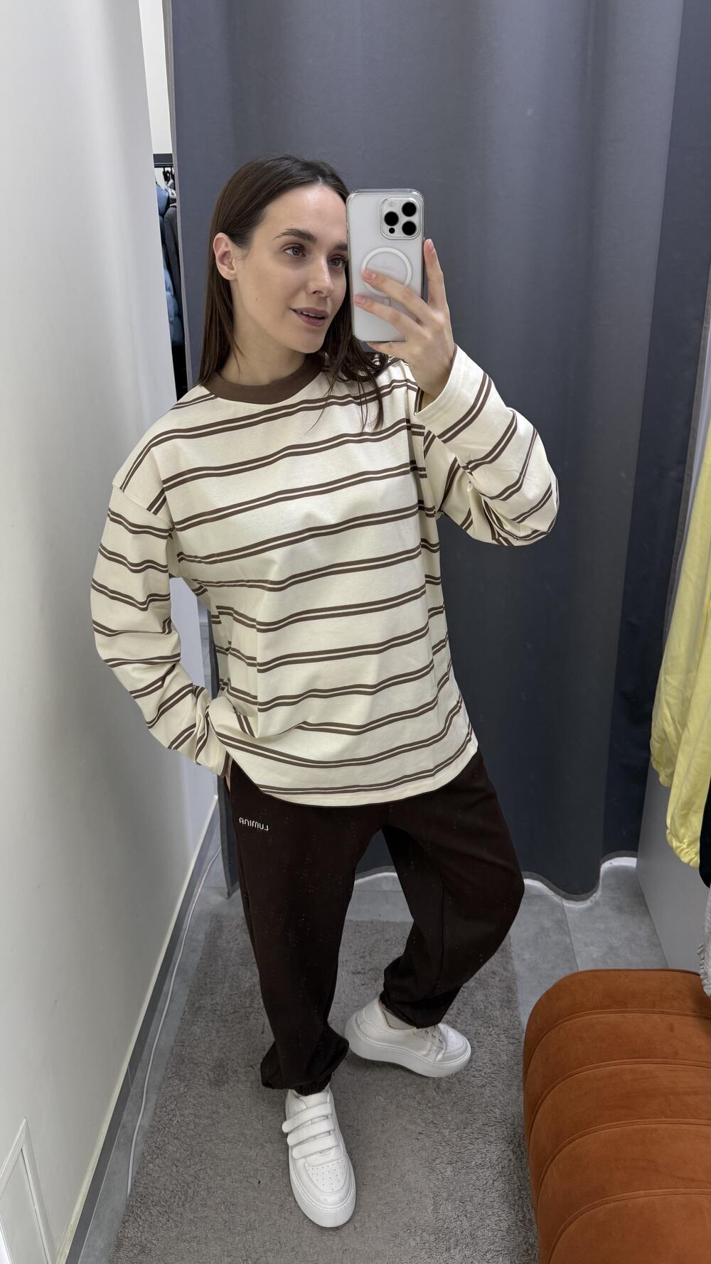 Лонгслів з диструкцією 5140 Молочний/шоколад, STD(Сандарт)