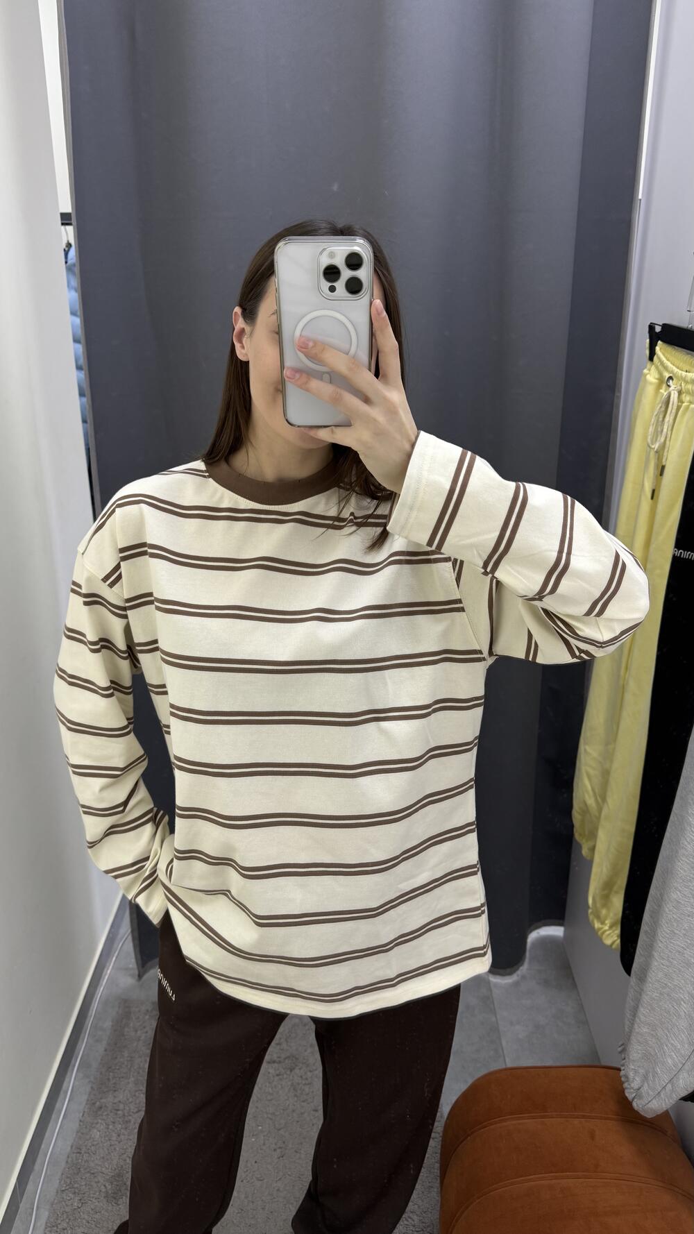 Лонгслів з диструкцією 5140 Молочний/шоколад, STD(Сандарт)