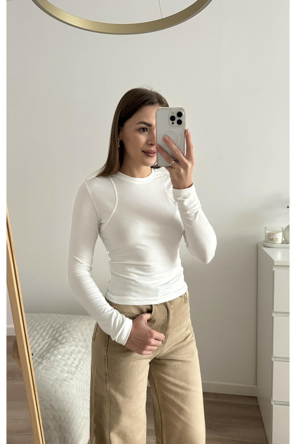 ЛОНГСЛІВ З ШВАМИ LS009 Молочний, M