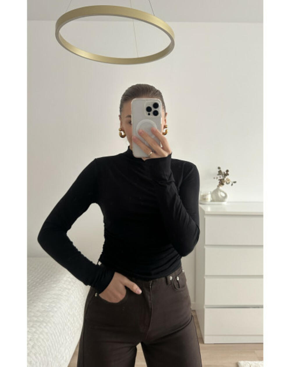 ЛОНГСЛІВ З ВИСОКОЮ ГОРЛОВИНОЮ LS015 Чорний, XL