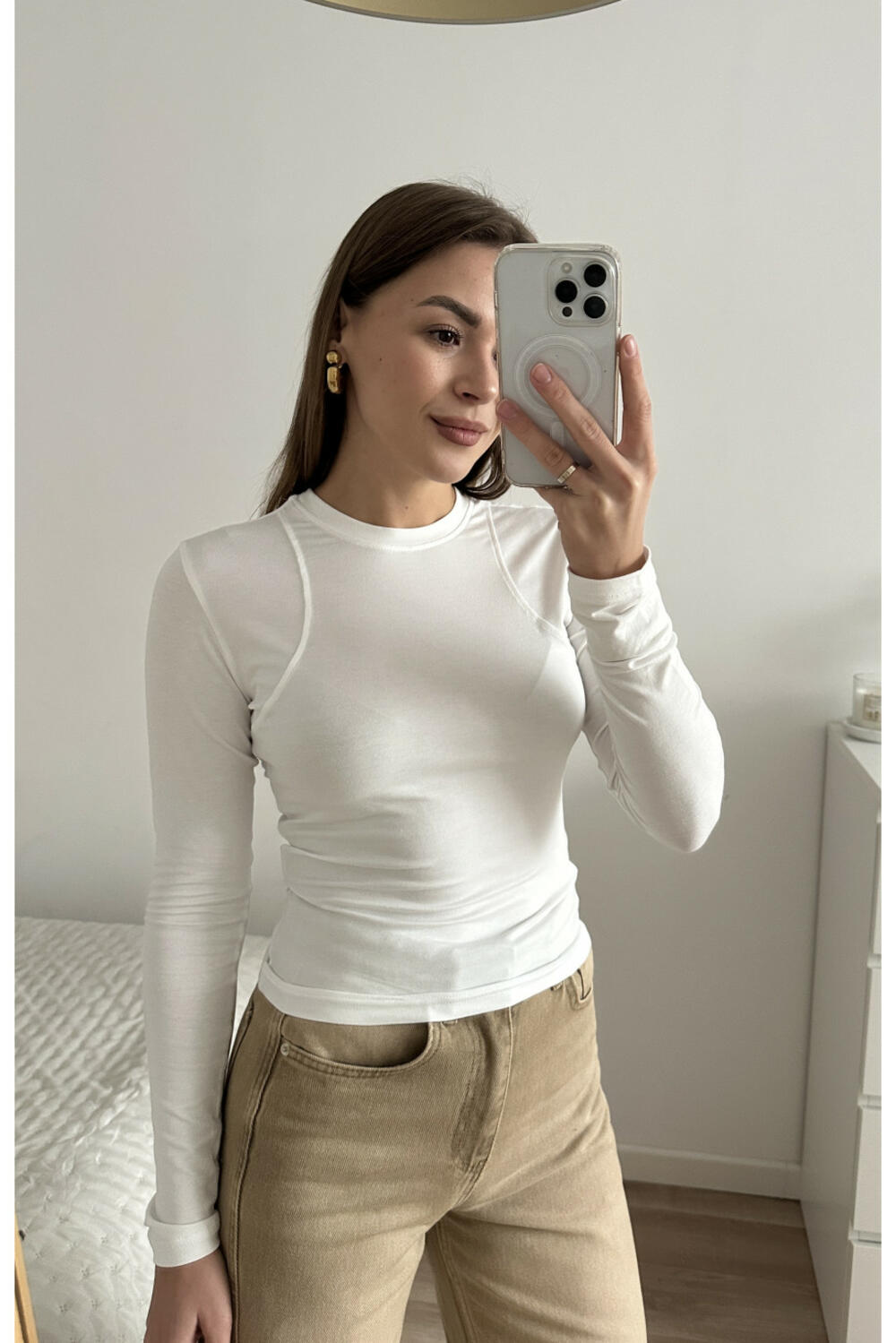 ЛОНГСЛІВ З ШВАМИ LS009 Молочний, M