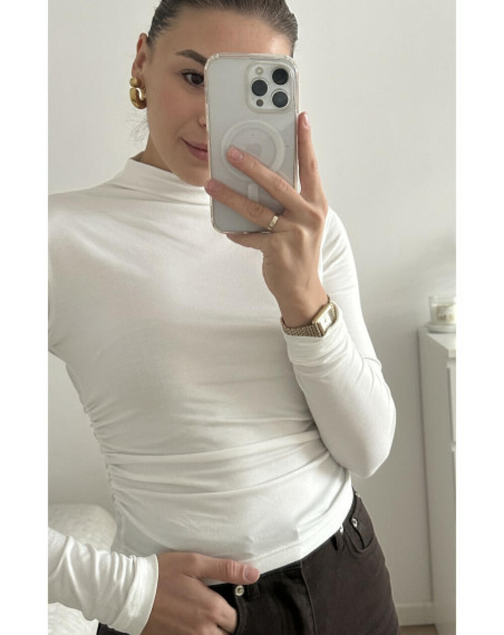 ЛОНГСЛІВ З ВИСОКОЮ ГОРЛОВИНОЮ LS015 Молочний, L