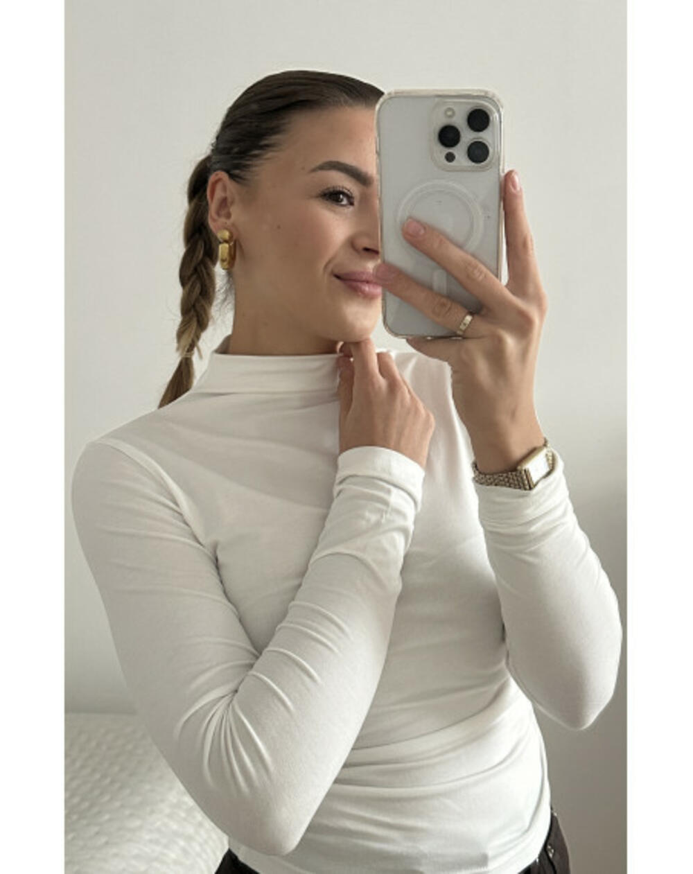 ЛОНГСЛІВ З ВИСОКОЮ ГОРЛОВИНОЮ LS015 Молочний, M