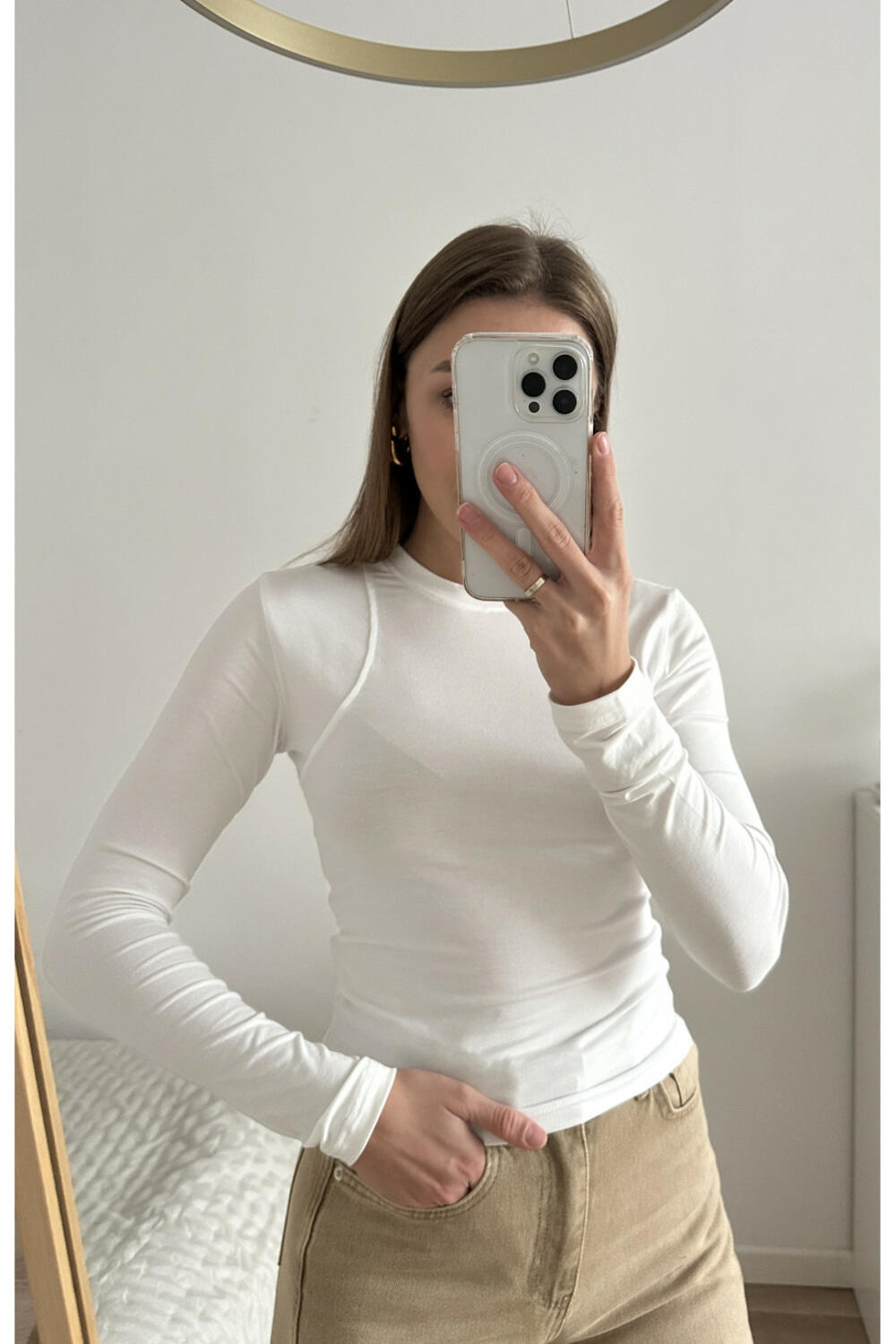 ЛОНГСЛІВ З ШВАМИ LS009 Молочний, L