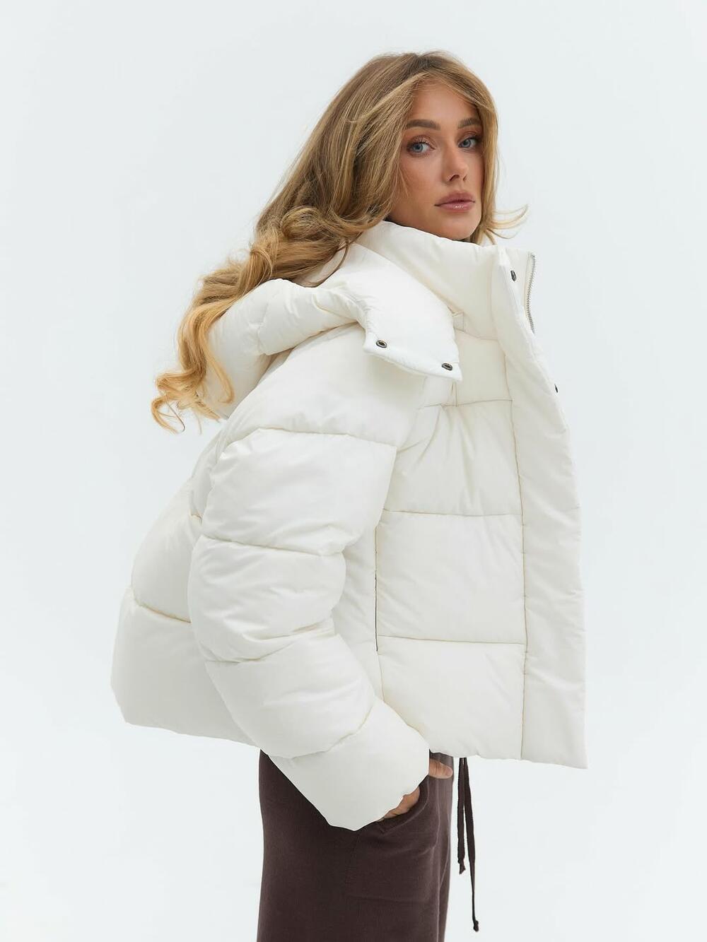 ПУХОВИК ВКОРОЧЕНИЙ OWO16 Молочний, L/XL