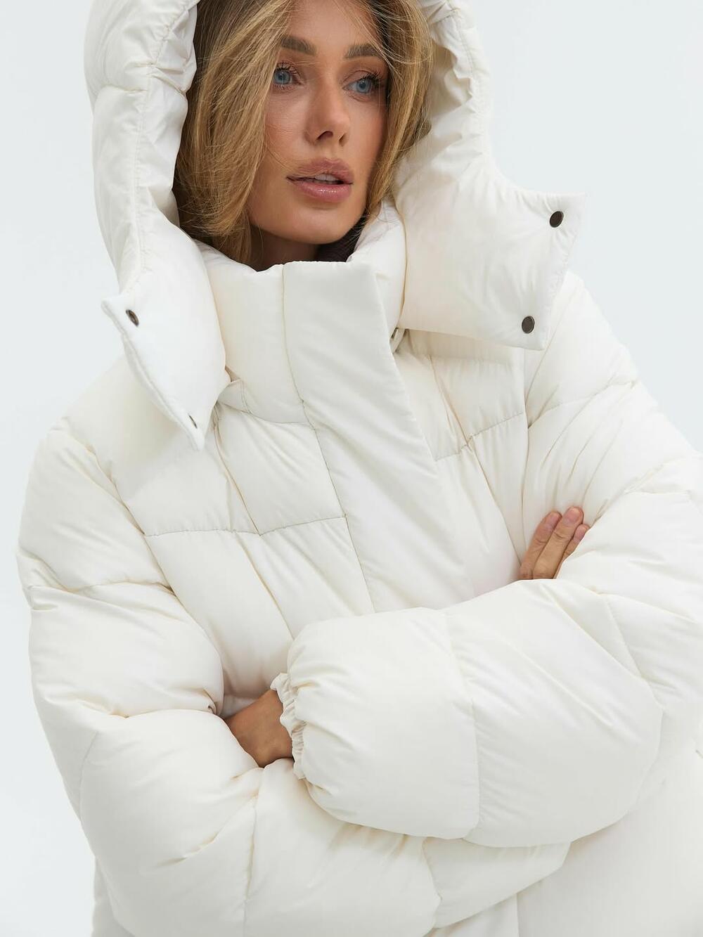 ПУХОВИК ВКОРОЧЕНИЙ OWO16 Молочний, L/XL