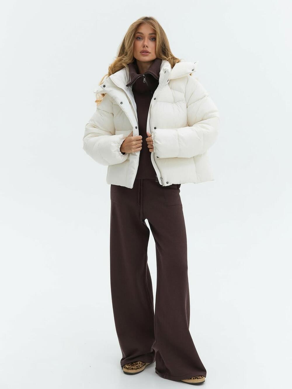 ПУХОВИК ВКОРОЧЕНИЙ OWO16 Молочний, L/XL