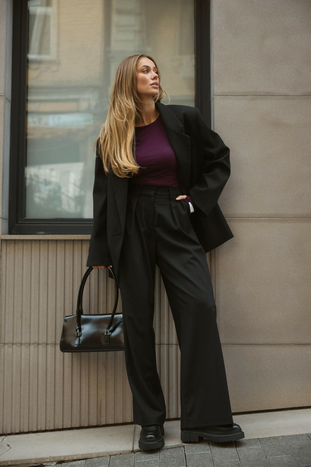 Лонгслів базовий подовжений Бургунді, M