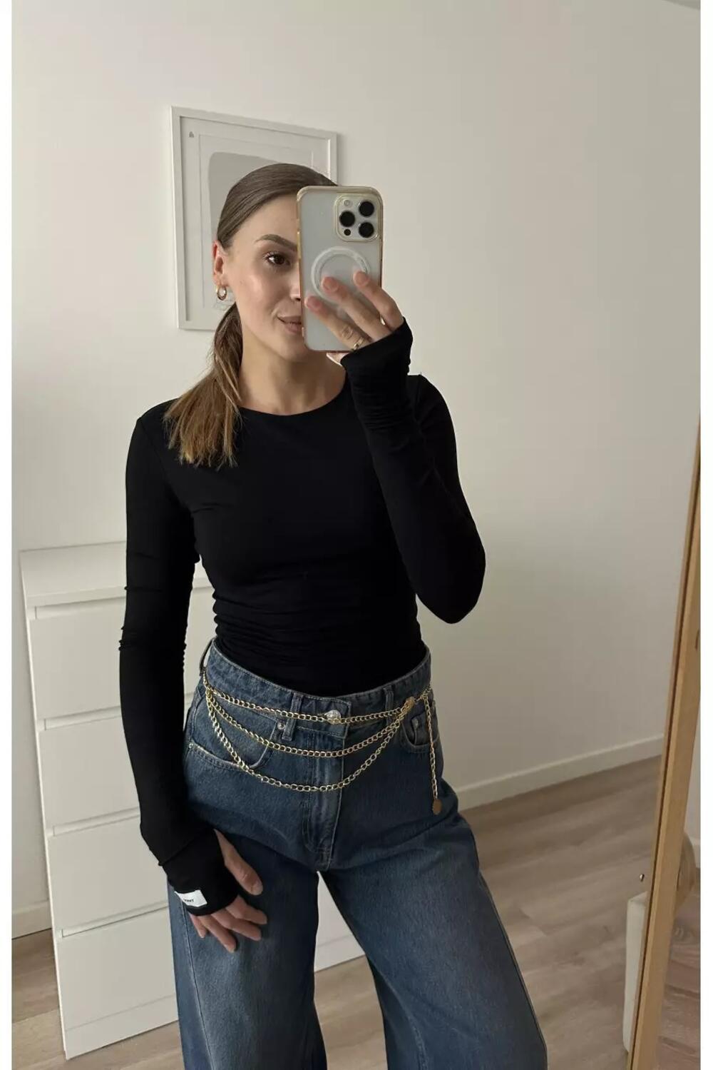 Лонгслів базовий подовжений Чорний, S