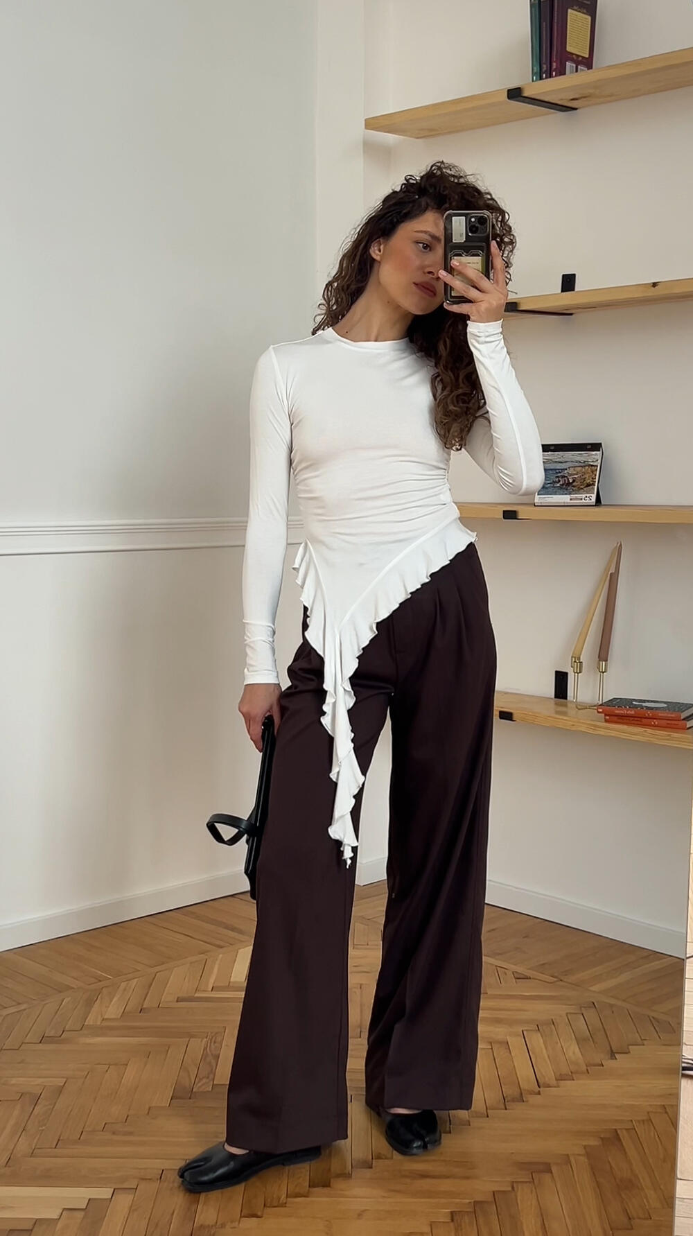 Лонгслів з рюшами МІА Молочний, XS/S