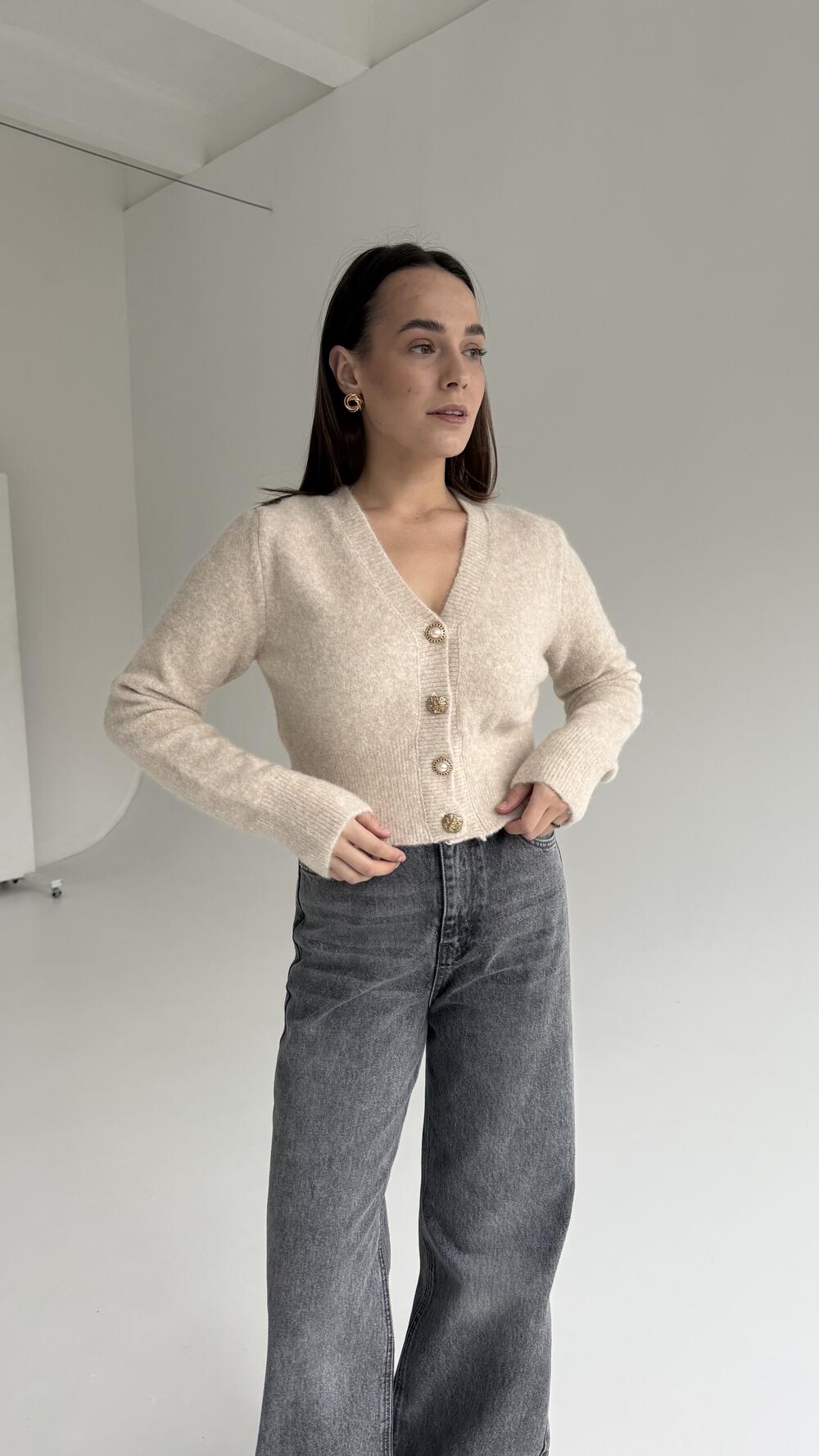 Кардиган 60273 ( укорочений) Бежевий, STD(Сандарт)