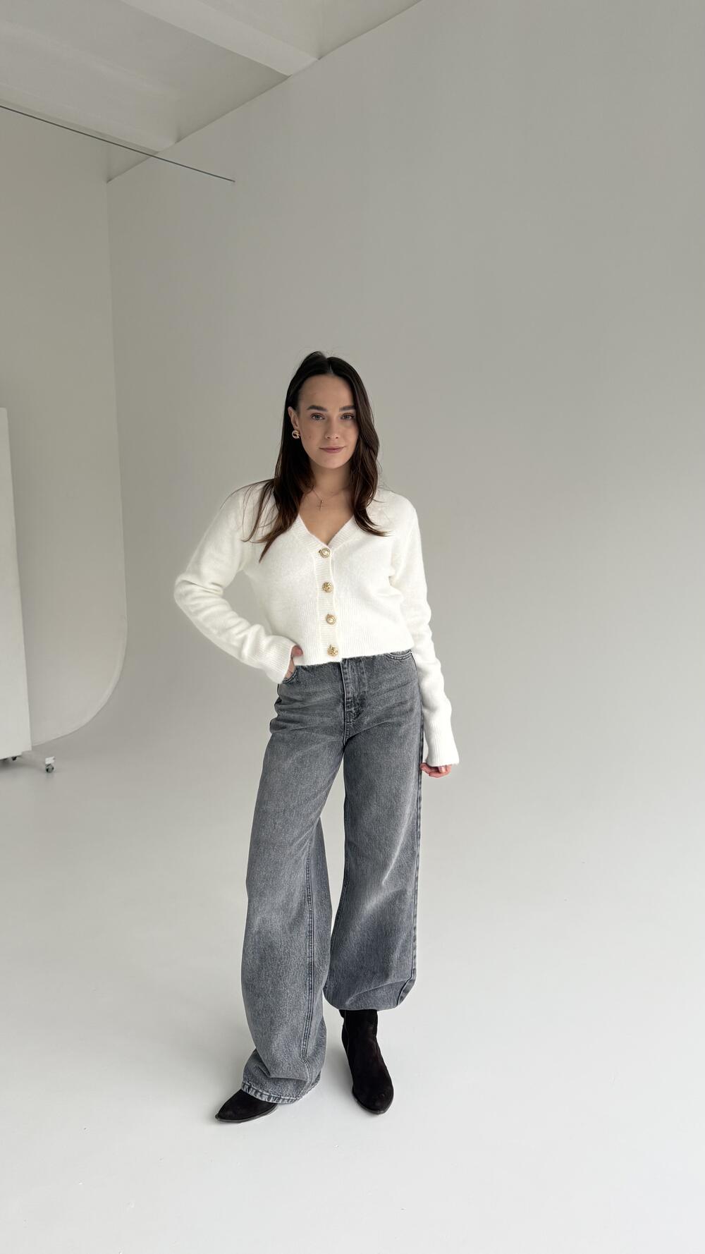 Кардиган 60273 ( укорочений) Білий, STD(Сандарт)