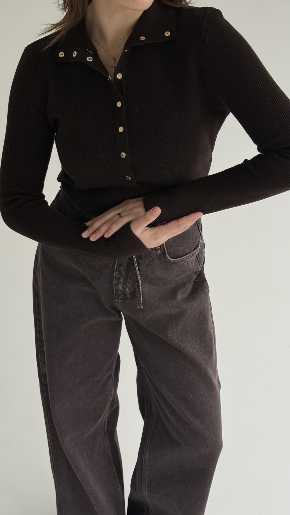 Светр приталений 10686 Шоколадний, STD(Сандарт)