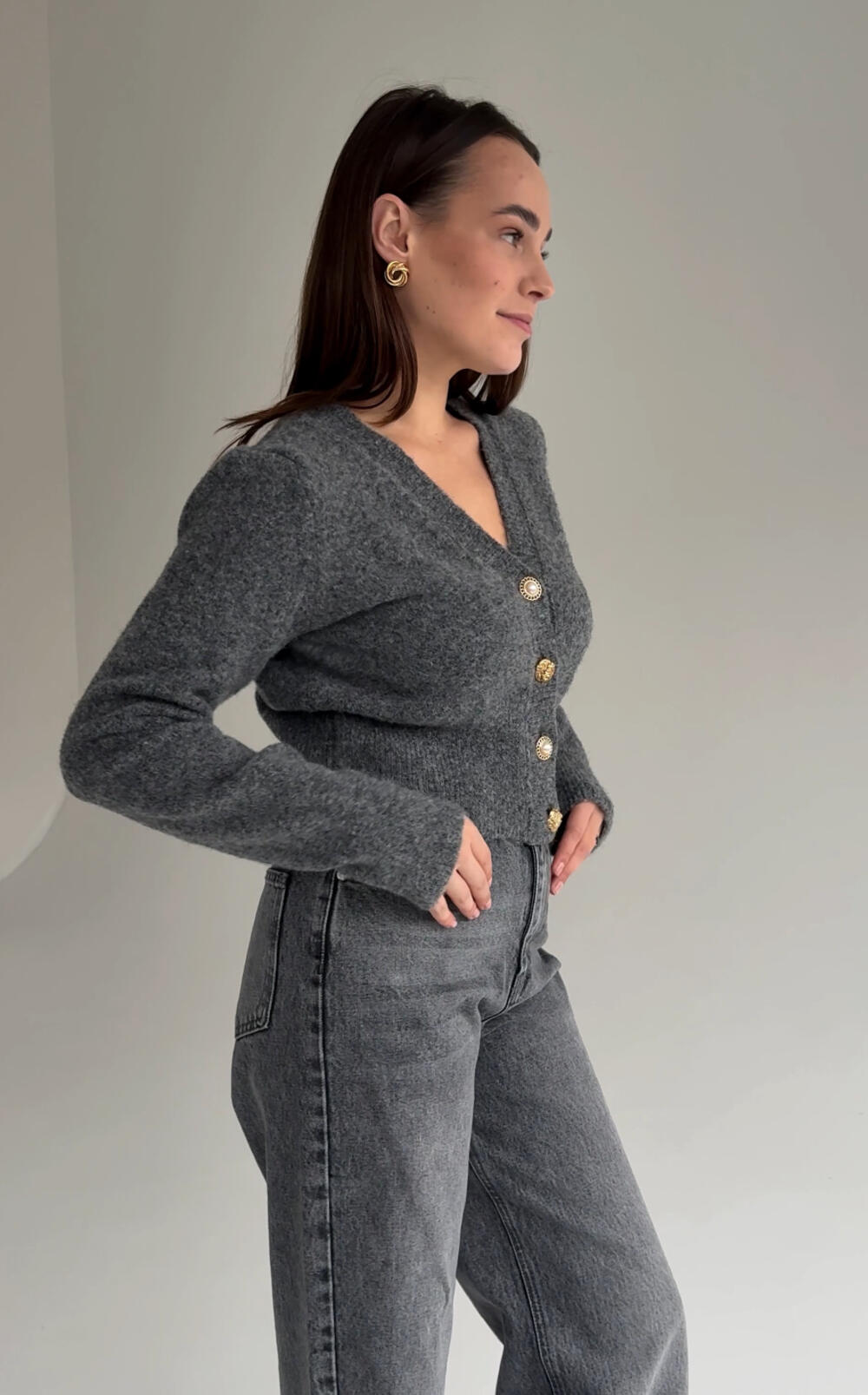 Кардиган 60273 ( укорочений) Темно сірий, STD(Сандарт)