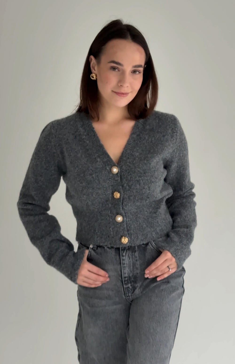 Кардиган 60273 ( укорочений) Темно сірий, STD(Сандарт)