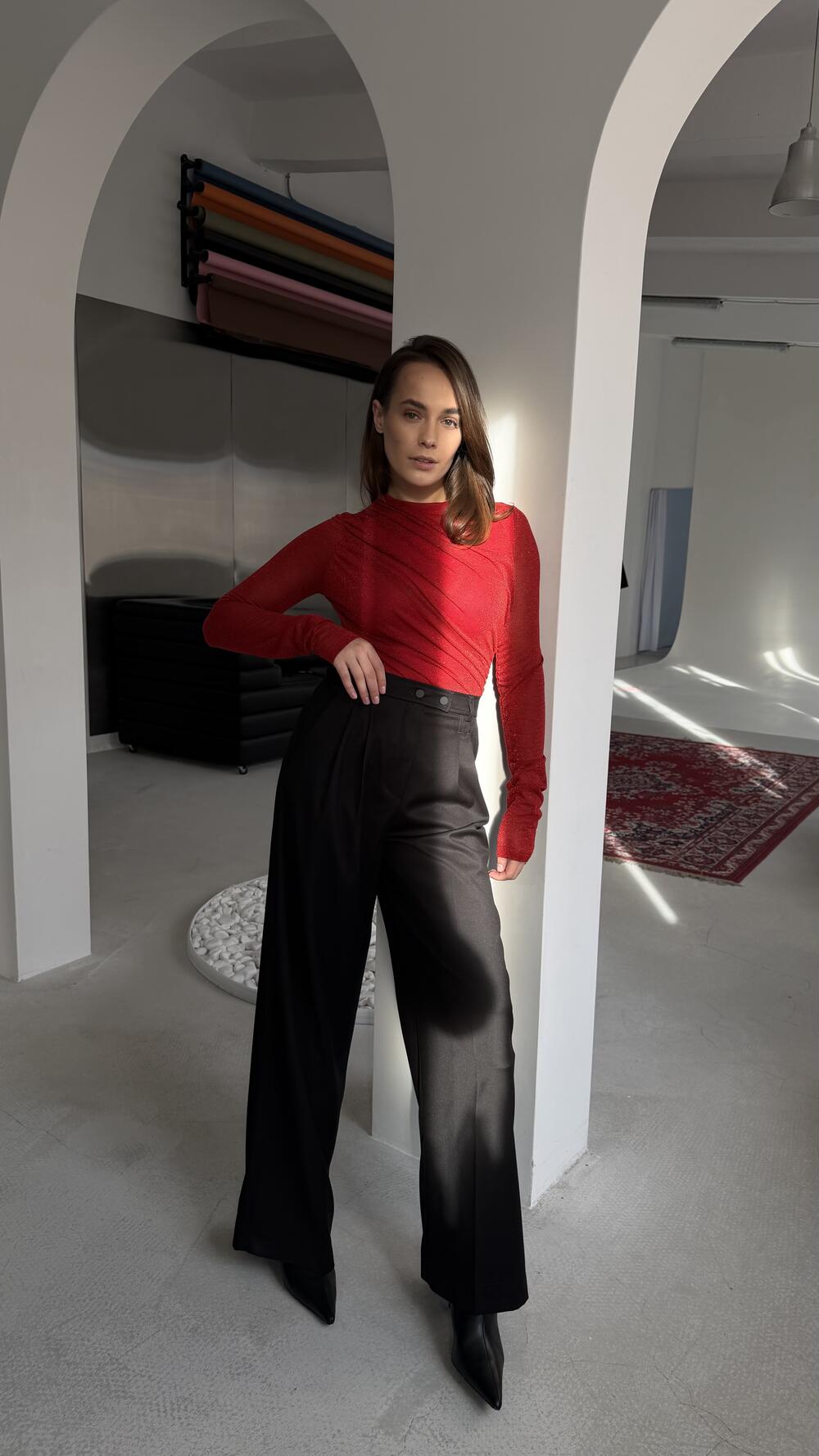 Боді з люрексом LD3877 Червоний, STD(Сандарт)