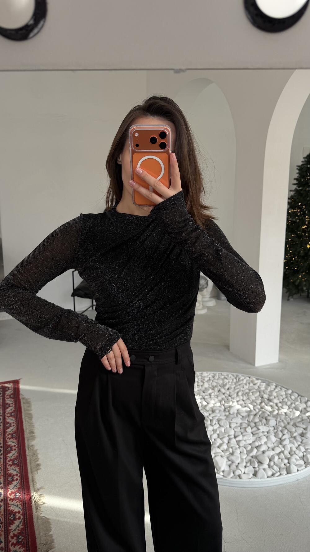 Боді з люрексом LD3877 Чорний, STD(Сандарт)