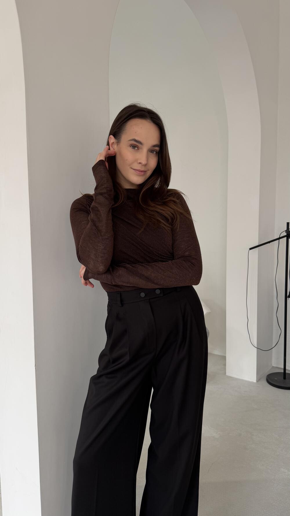 Боді з люрексом LD3877 Шоколадний, STD(Сандарт)