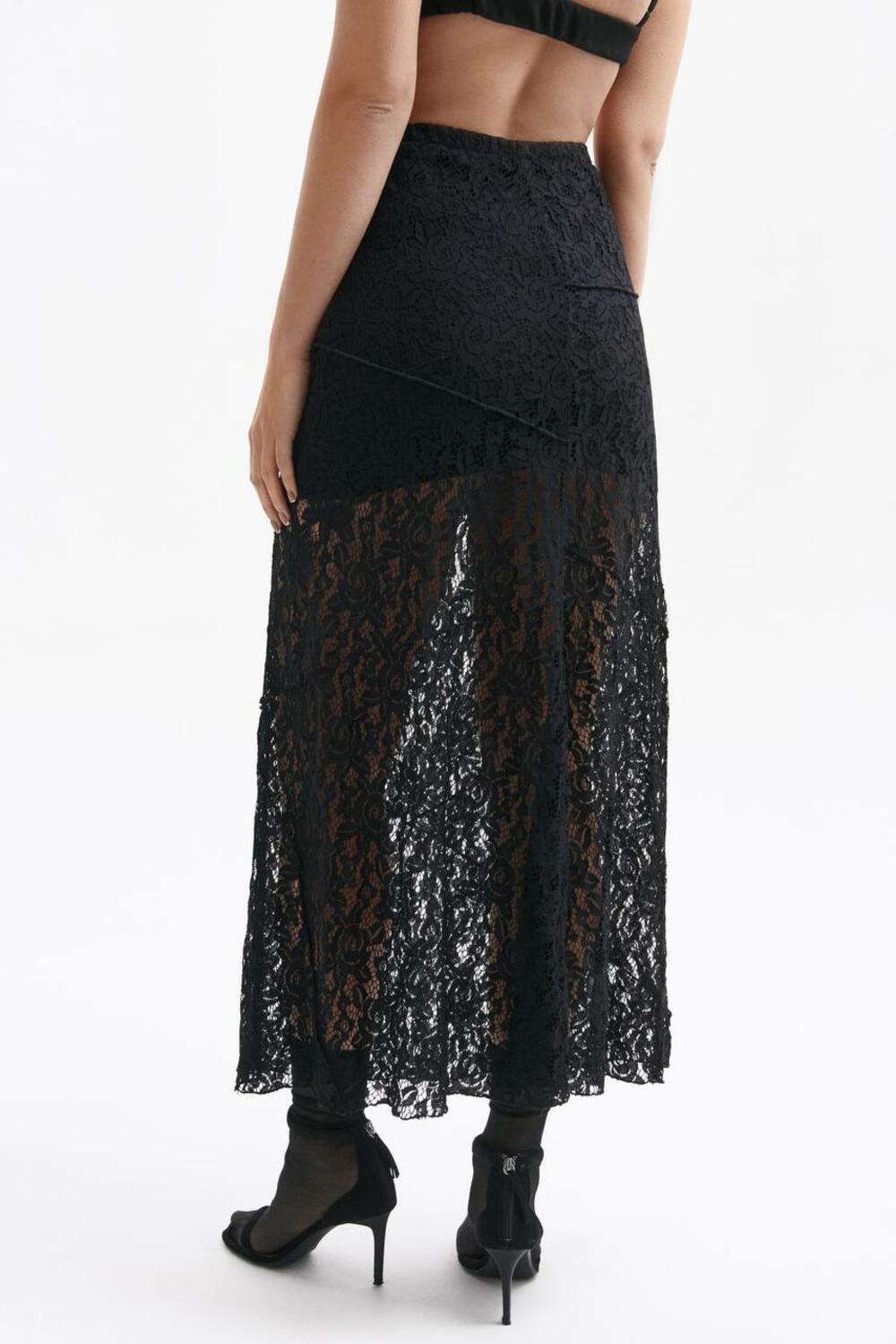 Спідниця МЕРЕЖИВО( крій трапеція) Чорний, M