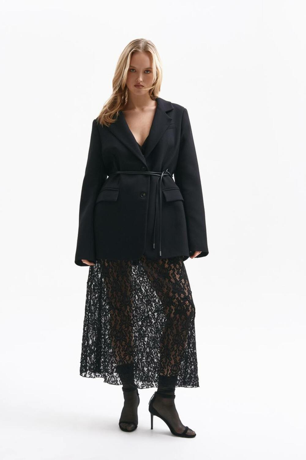 Спідниця МЕРЕЖИВО( крій трапеція) Чорний, ХS