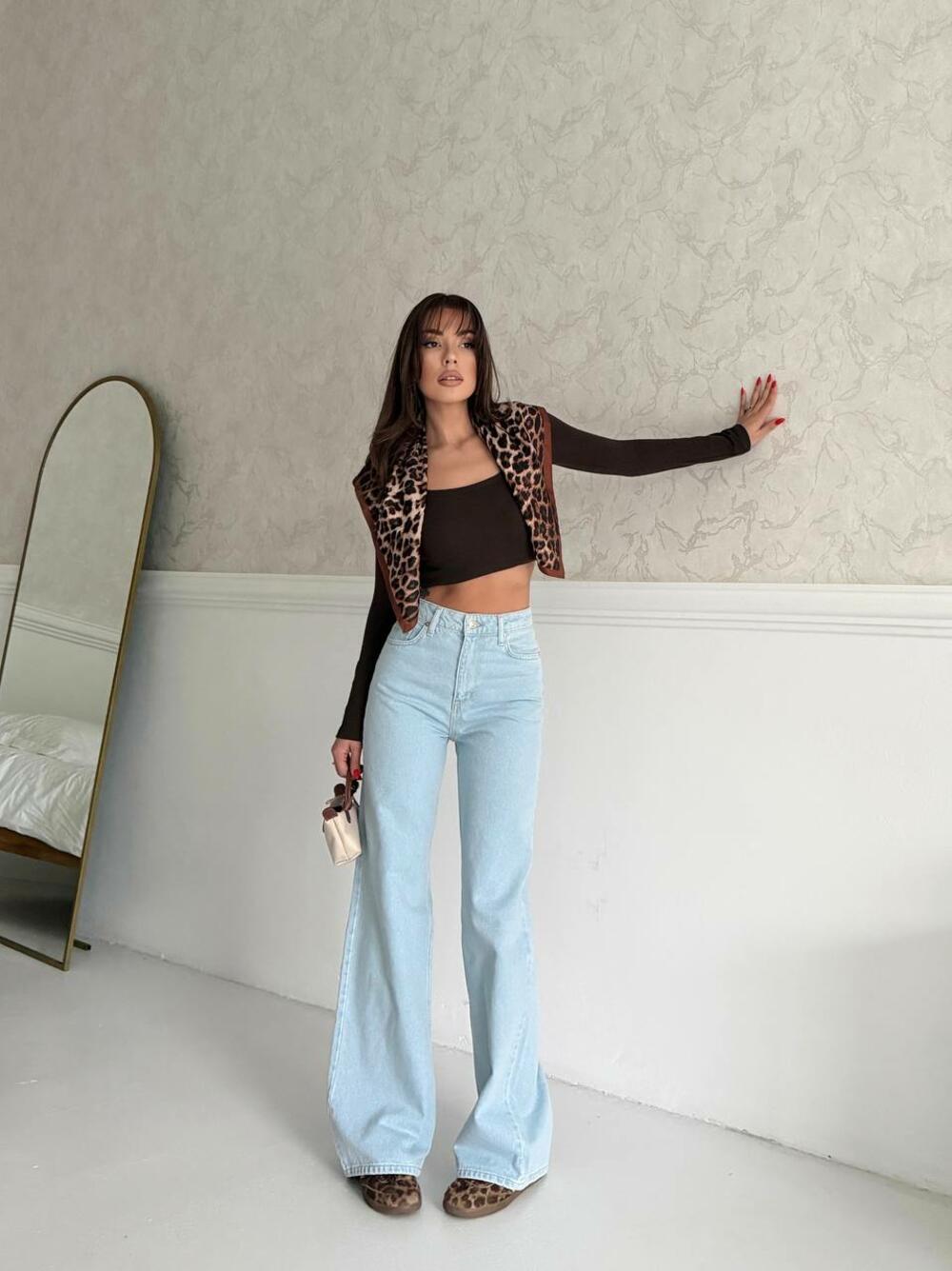 Джинси 1025/1559 / висока посадка  WIDE LEG Блакитний DENIM, 40