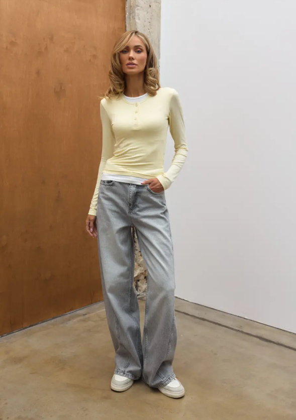 Лонгслів на гудзиках контрастний LS016 СВ.ЖОВТИЙ, S