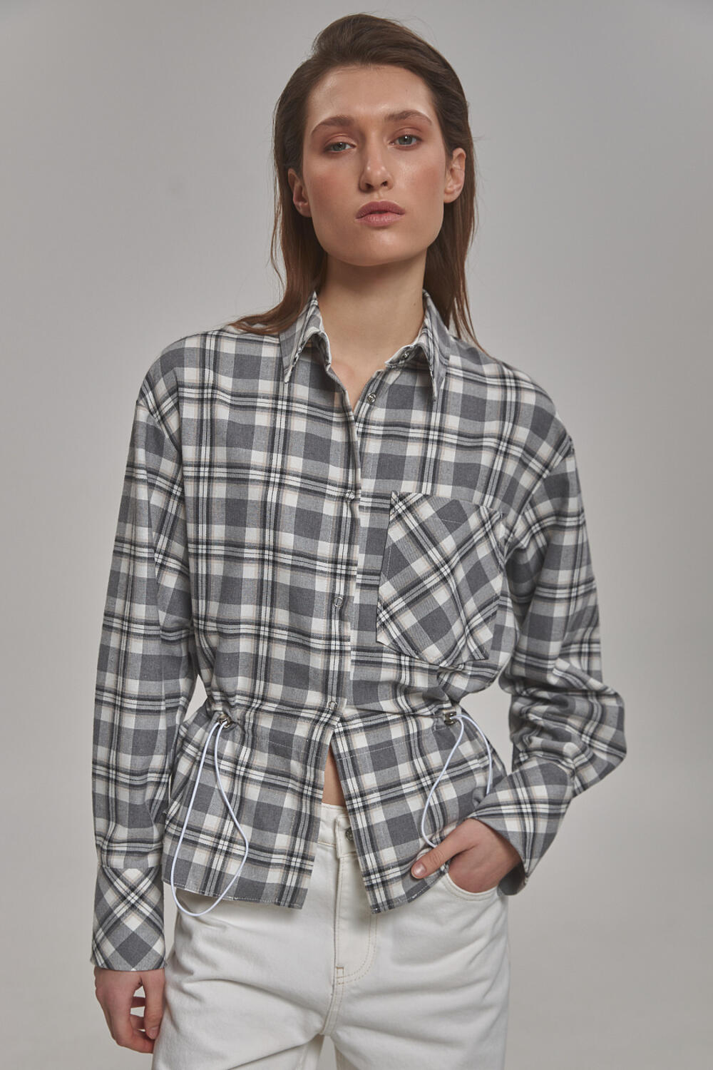 Сорочка Енбер сіро-молочний, M