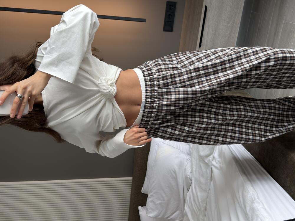 Штани "grid" шоколадна дрібна клітинка Шоколадний, S