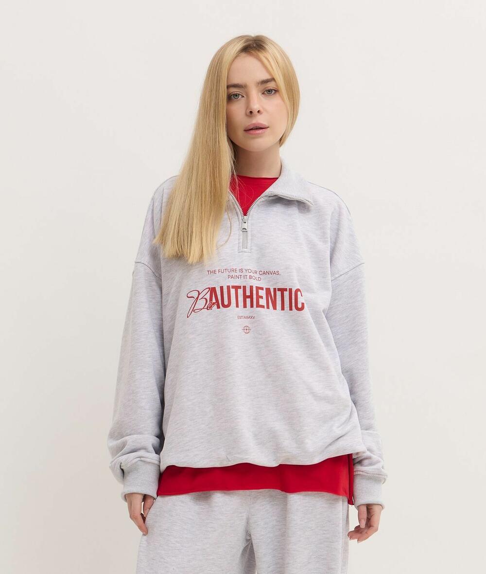 Світшот зіп "soft" be authentic Сірий меланж, one size